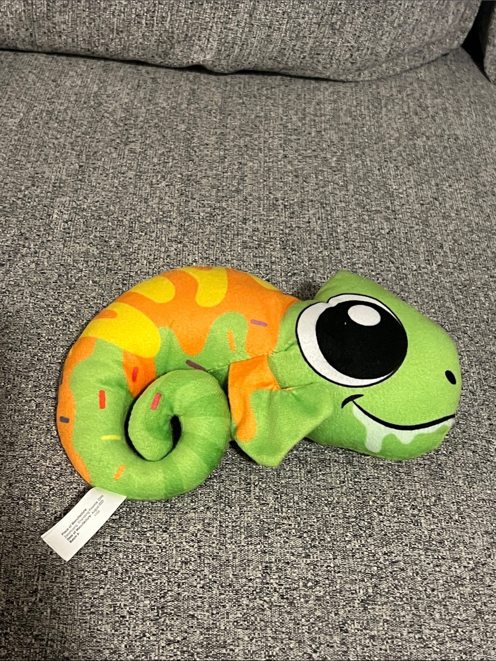 Plush Chameleon Small Pet Toy - Green and Orange